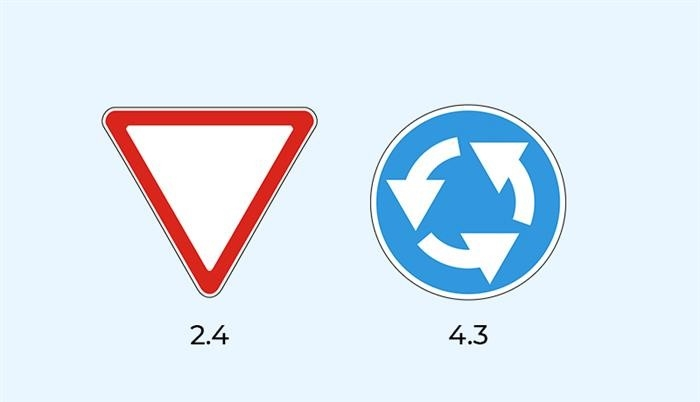 Знаки 2.4 Платный проезд и знаки 4.3 Круговое движение