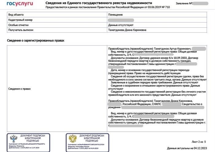 как оформлены доли на владение квартирой в Росреестре