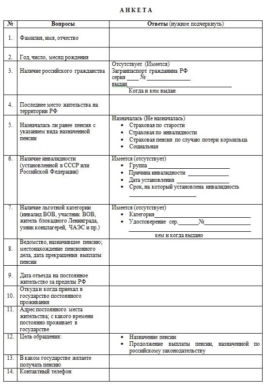 Образец заявления в пенсионный фонд